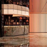 Revêtement de sol et panneau mural en marbre liquide époxy personnalisé, design moderne pour hôtel de luxe, carreaux de marbre rose quatre saisons