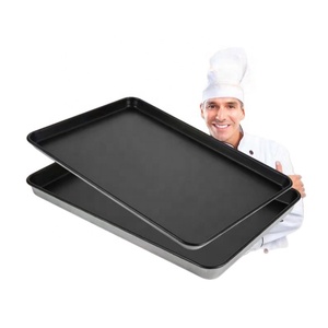 Plat à pâtisserie commercial robuste en acier aluminisé antiadhésif, plaque à pâtisserie, plateau à pain, <span class=keywords><strong>pizza</strong></span>, pâtisserie, fournitures de boulangerie HELLORIVER - Product Image 3