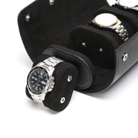 Étui à montres portable en cuir PU Saffiano, fermeture à pression ovale, fait main, universel, 1/2/3 emplacements, boîte de protection pour montres, écologique