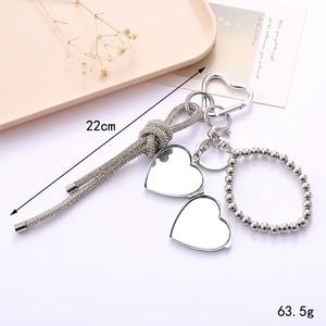 CHENXI Porte-clés Premium en Soie Tissée avec Cœur en Strass et Chaîne en Cristal pour Miroir, Breloque de Sac, Accessoire Décoratif pour Téléphone Portable - Product Image 4