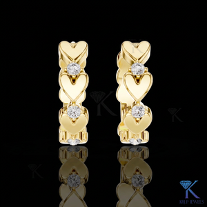 Lab Grown CVD Diamond Heart Motif Huggie <b>Hoop</b> <b>Earrings</b> 14K <b>Solid</b> Gold Brilliant Cut IGI Certified Luxury Women Wedding Jewelry - Product Image 1
