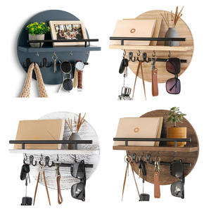 Usine entrée décoration Logo montage mural flottant bois courrier organisateur support présentoir voiture porte-clés avec crochets en métal - Product Image 4