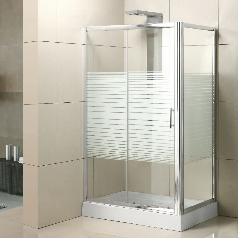 popular rectangle sliding special printing glass door chrome aluminium shower enclosure for 2 person