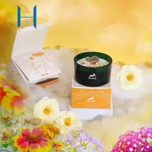 C&H individuelles Logo Verpackung farbige Geschenk-Sets Luxuriöse Heilung Manifestation Liebe und Fülle duftkerzen mit Kristallen im Inneren