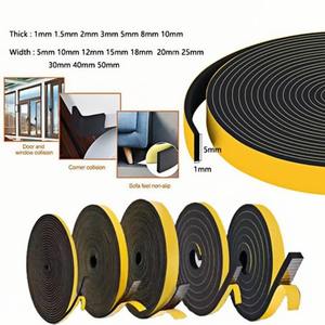 10 м 50 м Водонепроницаемая Противоударная Пылезащитная Звукоизолирующая уплотнительная лента для защиты от столкновений EPDM черная поролоновая лента для автомобильной оконной двери - Product Image 6