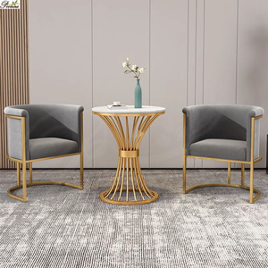 Tavolino <span class=keywords><strong>rotondo</strong></span> moderno in acciaio inossidabile oro <span class=keywords><strong>finto</strong></span> <span class=keywords><strong>marmo</strong></span> - Product Image 4