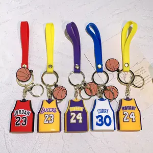 3D PVC Basketball T-shirt Keychains Mini Basketball Key Chain For basketball CharmsStudents Schoolbag PVC Pendant keychain gift