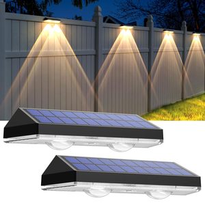 RGB Warm LED Solar Garden Fence Wall <b>Light</b> IP65 <b>Waterproof</b> Outdoor Wall Mounted Solar Deck Fence <b>Light</b> for Backyard Patio Pool - Product Image 1