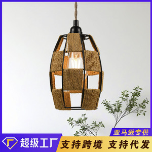 Lámpara colgante de ratán de estilo chino E27 LED redonda de altura ajustable para sala de té, comedor, sala de estar, estudio, entrada, bar. - Product Image 5