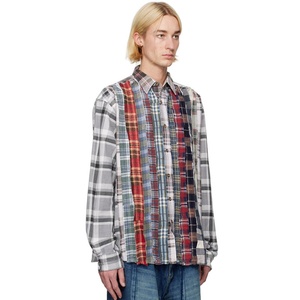 Camisa de Franela a Cuadros para Hombre, Estilo Urbano, con Paneles Multicolor, Hombros Caídos, Diseño Personalizado OEM - Product Image 2