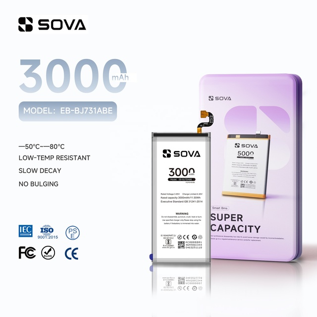 SOVA Original Replacement Phone Battery EB-BJ731ABE for Samsung J731 C710 C8 J7+ J7310 Li-ion 3000mAh 3.85V Batteries