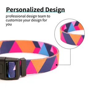 Pola kustom & Logo kerah Anjing mode cetak kustom kerah hewan peliharaan poliester berkelanjutan dengan dekorasi pita - Product Image 3