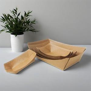 Plateau alimentaire en papier kraft brun jetable pour bateau Boîte d'emballage alimentaire en PLA biodégradable pour snack Plateau alimentaire en papier - Product Image 3