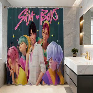 Cortina de Ducha Impermeable para Baño, Personalizada con Diseño de Dibujos Animados de K-POP Kpop Demon Hunters, Impresa en Poliéster, Duradera y Ligera - Product Image 5