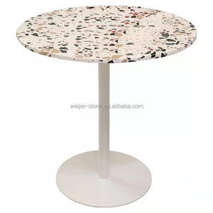 Rotondo Bianco <span class=keywords><strong>Terrazzo</strong></span> Piano del Tavolo Per La Vendita - Product Image 2