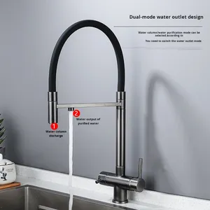 Rubinetto da Cucina Moderno in Rame Spazzolato di Lusso, 3-in-1 con Controllo <span class=keywords><strong>a</strong></span> Pulsante e Doccetta Estraibile - Product Image 5