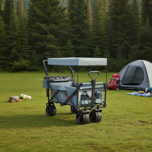 Carrello Pieghevole XtremepowerUS 120x80x60cm con Ruote per Tutti i Terreni e Freno Regolabile, Grigio - Product Image 2