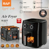 Freidora de Aire RAF R.5377 de 1600W con Ventana de Visualización de 6.5L de Capacidad Real, Temporizador de 80 a 200°C y 0 a 60 Minutos para Asar, Hornear y Freír, Uso Diario
