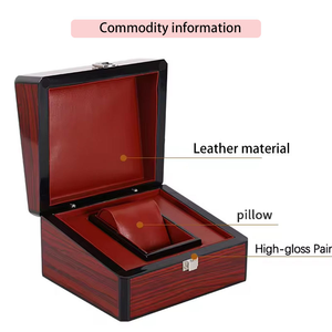 Factory Direct Glossy Wooden <b>Watch</b> Box with Leather Lining, Premium Piano Finish Single <b>Watch</b> Presentation Box with Wooden <b>Case</b> - Product Image 2