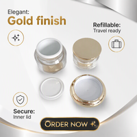 Pot cosmétique rond en acrylique à double paroi, vide, pour échantillons de soins de la peau, avec couvercle doré, personnalisable, vente en gros