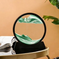 Cadeau artisanal en verre rond avec logo personnalisé, art du sable 3D à mouvement liquide, tableau de sable en mouvement, paysage de sable fluide