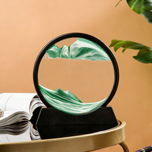 Cadeau artisanal en verre <span class=keywords><strong>rond</strong></span> avec logo personnalisé, art du sable 3D à mouvement liquide, tableau de sable en mouvement, <span class=keywords><strong>paysage</strong></span> de sable fluide - Product Image 4