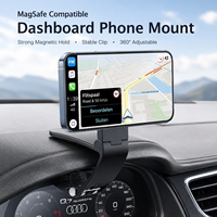 Support magnétique pour téléphone de voiture, fixation tableau de bord à clip ressort, support pliable pour pare-soleil, aimant N52, support réglable à 360 degrés