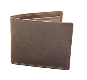 Tarjetero de cuero genuino para hombre, cartera masculina de gran capacidad con bolsillo para monedas, identificación y tarjetas de crédito, con tres pliegues - Product Image 1