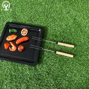 Accessoires de barbecue bâtonnets de torréfaction en acier inoxydable aiguille gril plat Barbecue fourchettes Camping en plein air pique-nique brochettes outil jetable