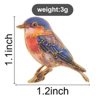 Broche vintage colorée en émail motif oiseau, petite broche délicate en alliage de zinc pour sac à dos, veste, chapeau, revers, décorative et de collection