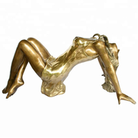 Métal Art Bronze Fille Nue Sculpture Dame Nue Femmes Statue Base de Table Basse