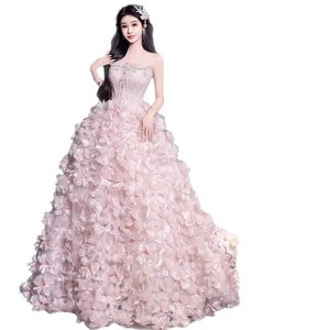 S2924L nuova moda dolce <span class=keywords><strong>rosa</strong></span> brillante diamante <span class=keywords><strong>abito</strong></span> in <span class=keywords><strong>Tulle</strong></span> senza spalline stile principessa elegante <span class=keywords><strong>lungo</strong></span> festa di compleanno <span class=keywords><strong>abito</strong></span> da sera - Product Image 6