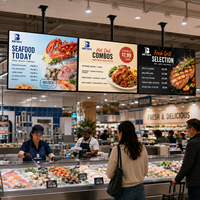 Écran publicitaire mural LCD intelligent pour menu numérique, 32/43/55 pouces, USB, Android, pour restaurant