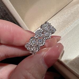 Anillo de Encaje Vintage de Plata Pura S925 Wenchi, Simple y Elegante con Patrón Geométrico, Diseño de Lujo y Nicho, Modelo 22769 - Product Image 4