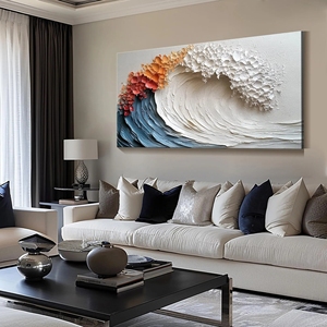 Grande Dipinto Astratto Colorato con Cornice, Arte Murale 3D Testurizzata Fatta a Mano, Pittura a Olio Decorativa per <span class=keywords><strong>Soggiorno</strong></span>, Dipinto su Tela di Onde Oceaniche - Product Image 6