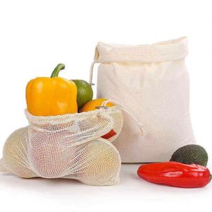 <b>Reusable</b> Cotton Shopping <b>Bag</b> Organic Cotton Drawstring Dust Storage <b>Bag</b> 25x30 10x15cm for Vegetable Rice Food - Product Image 2