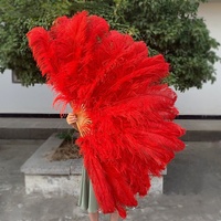 Beau grand ventilateur en plumes d'autruche moelleux pour la performance de carnaval pas cher vente couleurs teintes plumes ventilateurs décoration naturelle