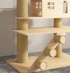 大型猫用キャットタワー 爪とぎ付モダン天井突っ張り型 多層式キャットクライミングツリー - Product Image 3