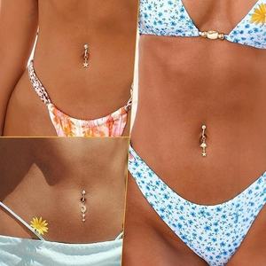 Nouveau <span class=keywords><strong>piercing</strong></span> de <span class=keywords><strong>nombril</strong></span> sans perçage pour femmes européennes et américaines, en acier inoxydable, avec zircon, motifs étoile, Saturne, lune, style sexy - Product Image 2
