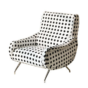 Fauteuil simple moderne en tissu à pois, chaise de salon moelleuse avec pieds en métal, fauteuil décontracté design pour la maison ou le balcon - Product Image 4