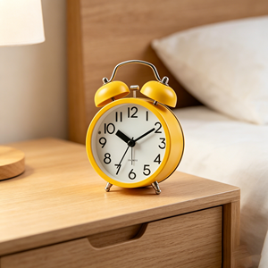 <span class=keywords><strong>Réveil</strong></span> à double cloche ronde en métal, style britannique minimaliste, pour bureau et maison, fonction snooze, aiguille silencieuse - Vente en gros 2026 - Product Image 4