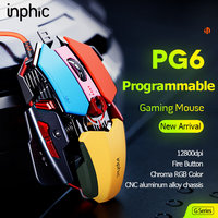 Souris de jeu filaire rétroéclairée RGB Inphic PG6, 12000 DPI, 6 boutons macro programmables, bouton de tir, connexion USB, jeux FPS pour ordinateur portable