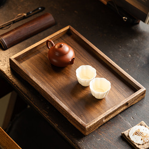 Walnut Wood <b>Teacup</b> Tray Solid Wood Chinese Tea Serving Tray For Household And Restaurant Use - Product Image 1