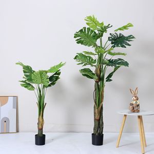 Plante artificielle Monstera Deliciosa Bonsai Dream Castle pour décoration intérieure, en PVC/PE, pot noir style coquille de tortue - Product Image 4