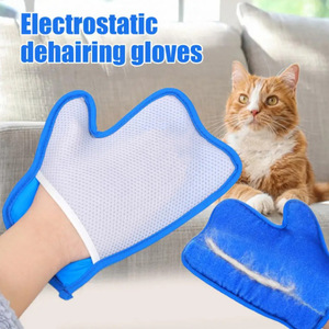 Gants anti-poils pour chat bleus, brosse de toilettage double face pour le nettoyage des poils de chat, réduction des charges statiques - Product Image 5