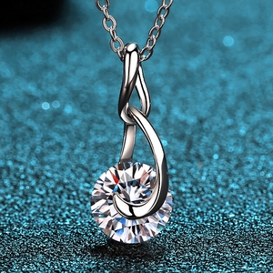 เครื่องประดับโรงงานผู้หญิงหยดน้ำ Moissanite สร้อยคอวาเลนไทน์ดีของขวัญวันเกิดงานแต่งงาน925สร้อยคอเงินสเตอริง - Product Image 3