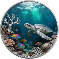 Pièce de monnaie en cuivre de qualité supérieure sur le thème de la tortue marine, 1 Troy oz, cuivre pur 999 avec placage argent 999, haute relief, colorée, artisanat personnalisé
