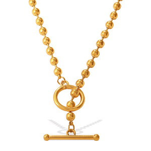 European American Retro Bead Necklace Zinc Alloy Ball Shape OT Buckle Design <b>Choker</b> Gold <b>Silver</b> Color Fashion Jewelry - Product Image 5