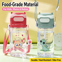 Bouteille d'eau en plastique de qualité alimentaire de 580 ml avec couvercle anti-éclaboussures à ouverture rapide, paille en silicone, conception anti-fuite et facile à nettoyer pour enfants