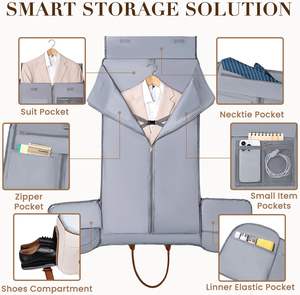 Free Sample Wholesale Fashionable PU Travel <b>Garment</b> Bag Carry Duffel Suitcase for Men Waterproof Folding Zipper Business Bag - Product Image 3